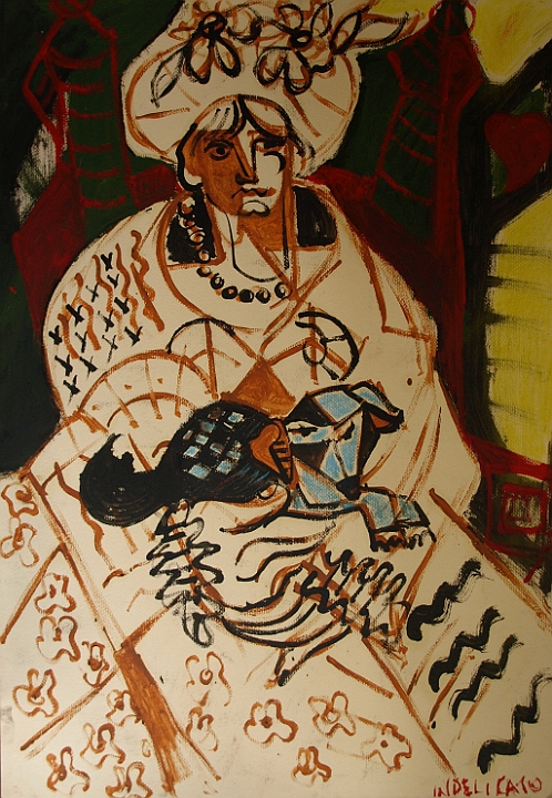 DONNA SEDUTA CON CANE