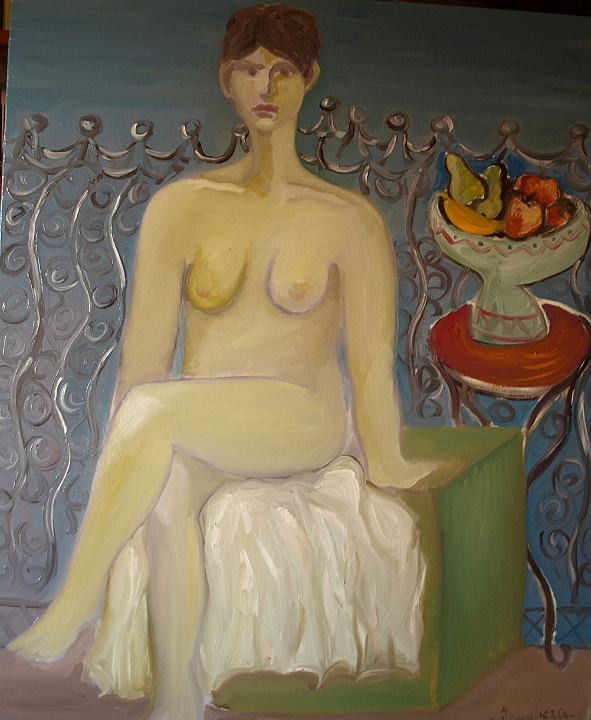 NUDO DI DONNA CON FRUTTA