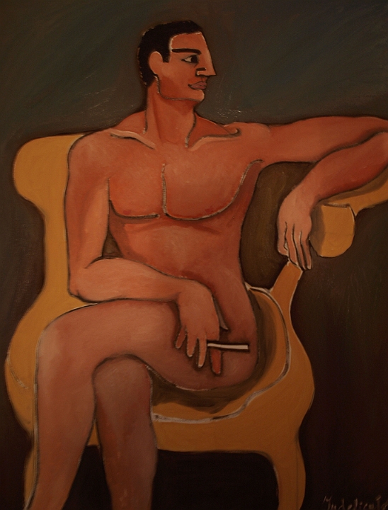 NUDO SU SEDIA GIALLA