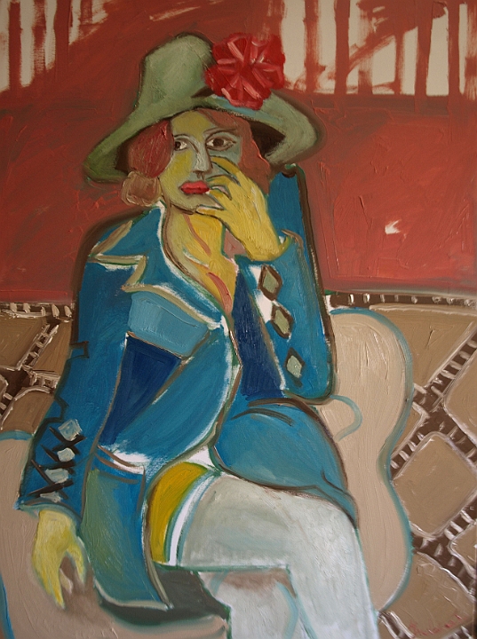 DONNA SEDUTA IN BLU